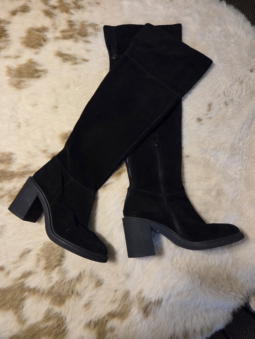 Gusto Orabela Faux Suede Leather Over The Knee Black Boots Sz 9
